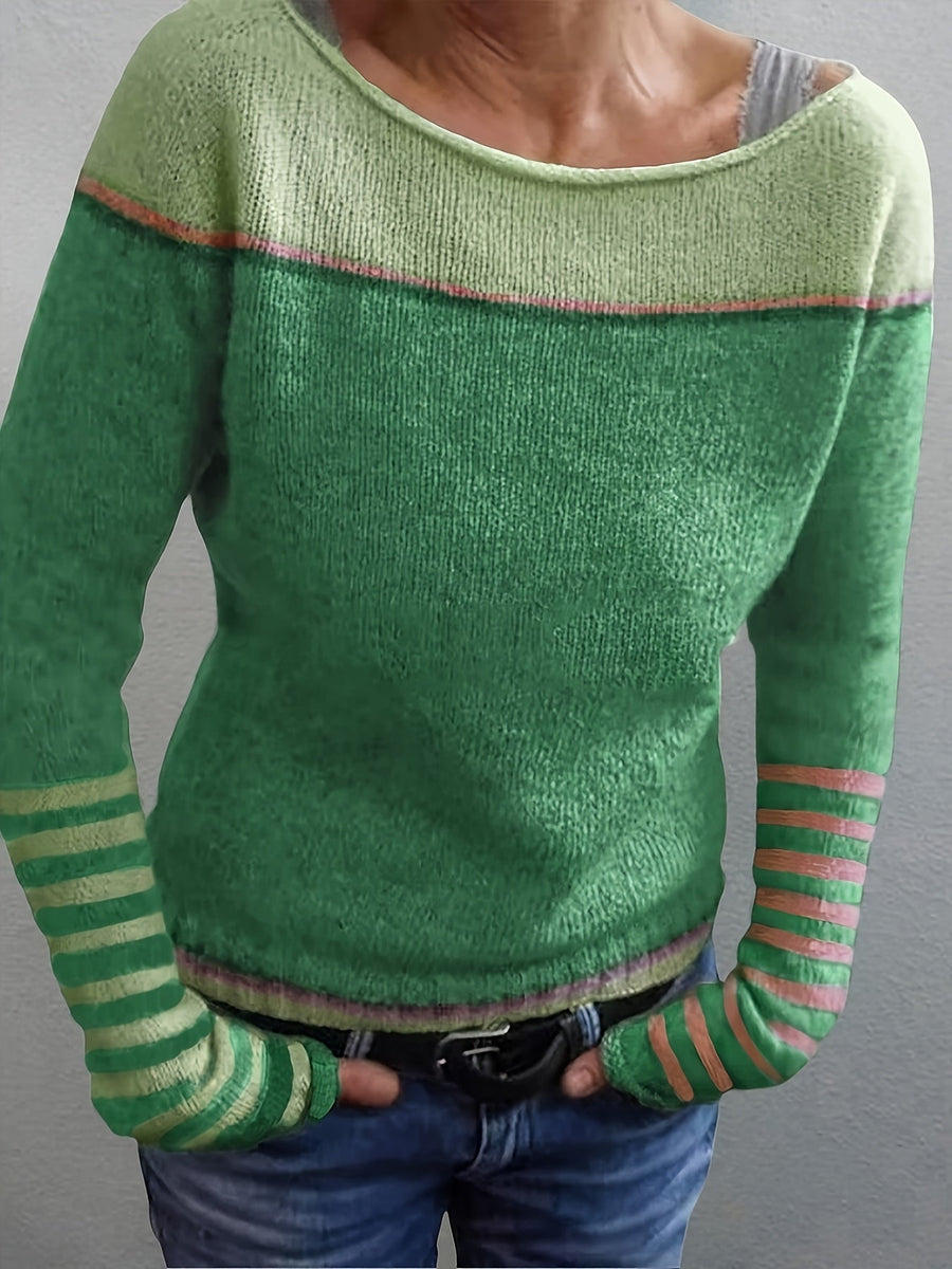 Pull Rayé Manches Longues Coupe Droite