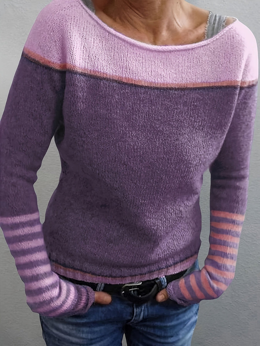 Pull Rayé Manches Longues Coupe Droite