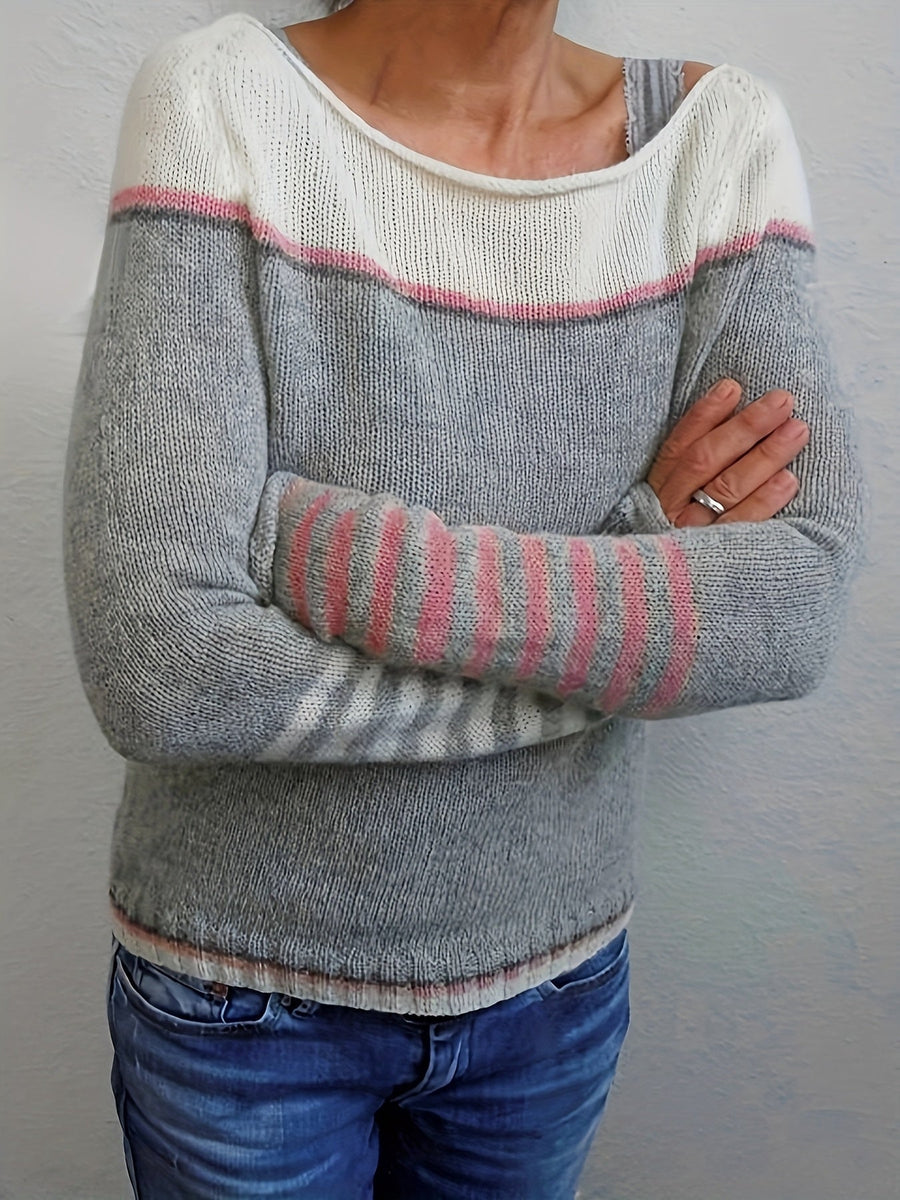 Pull Rayé Manches Longues Coupe Droite