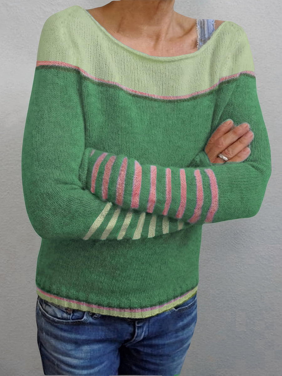Pull Rayé Manches Longues Coupe Droite