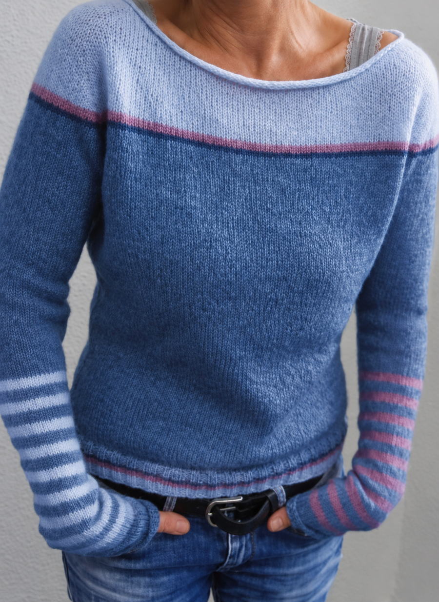 Pull Rayé Manches Longues Coupe Droite