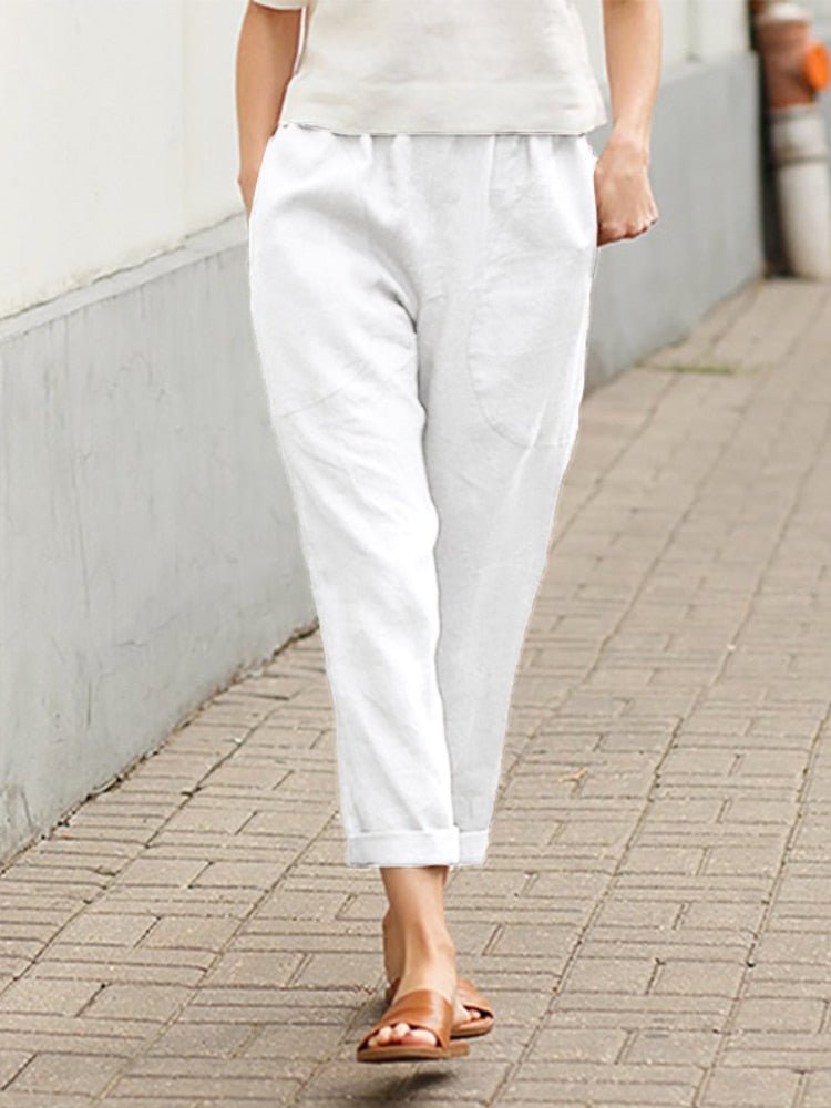 Pantalon Dayanara — détail du drapé et de la matière