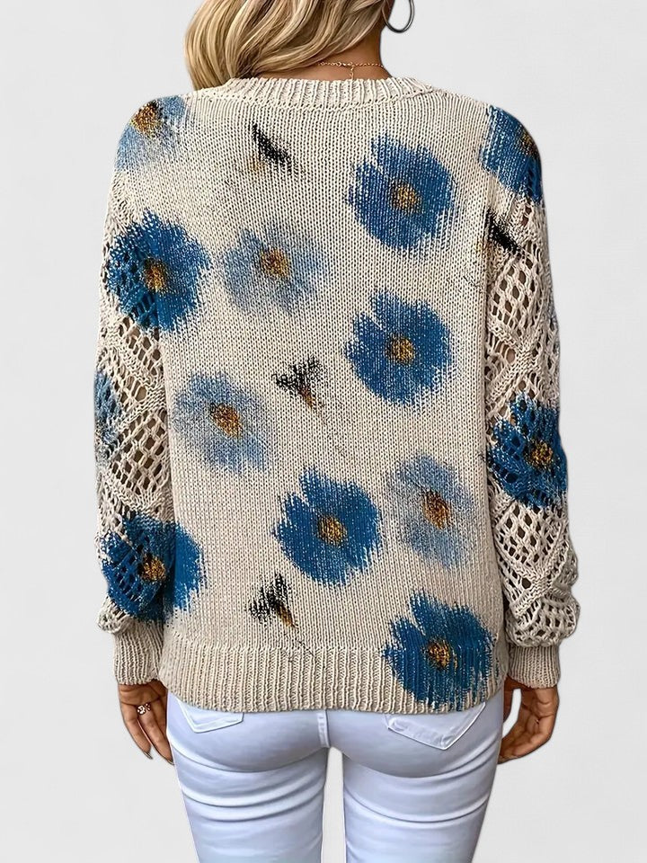 Pull Col V Floral Élégant
