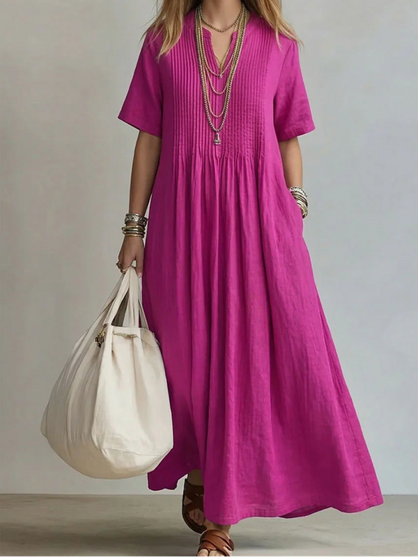 Robe Maxi Fluide Plissée - Élégance Bohème Intemporelle