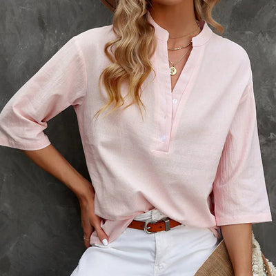 MiaMilana - Blouse en lin à col roulé