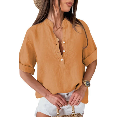 MiaMilana - Blouse en lin à col roulé