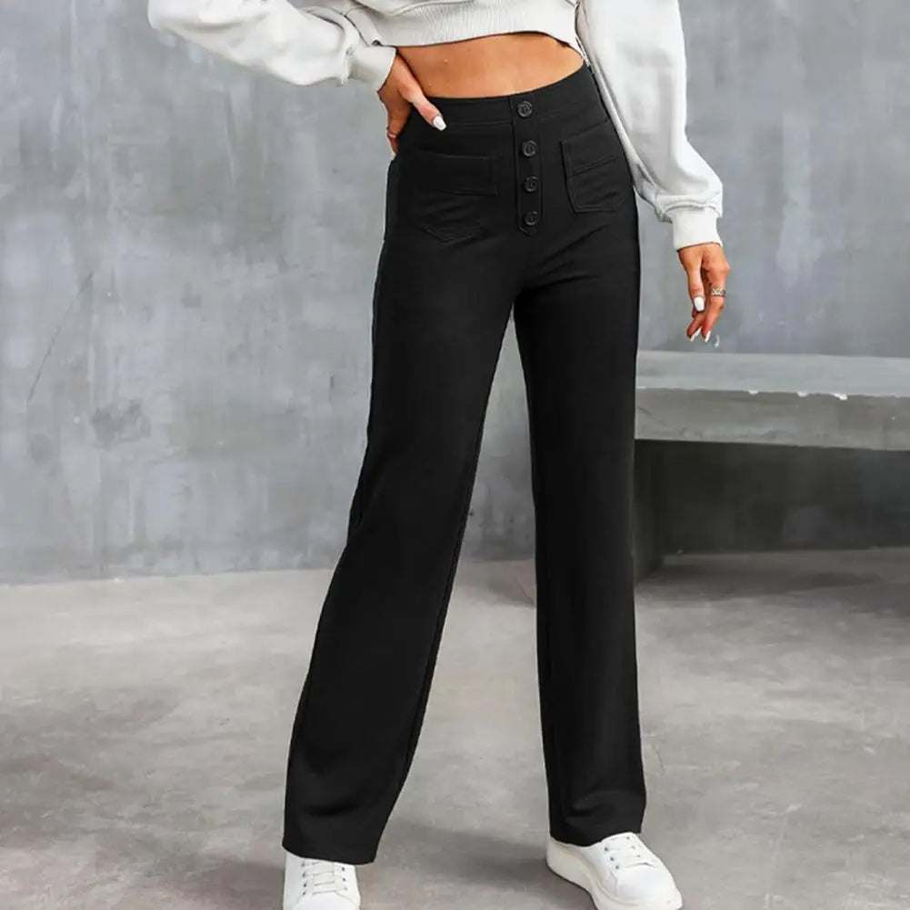 Pantalon à jambe large et taille haute pour femme