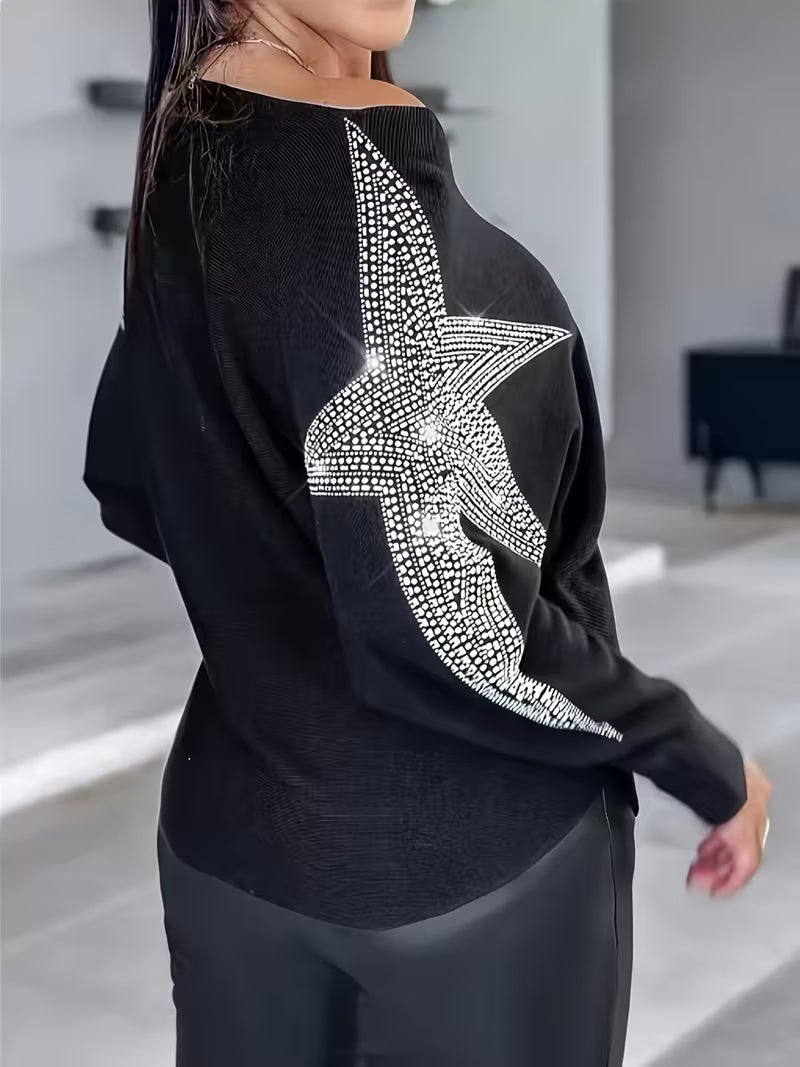 Pull imprimé étoilé — portée complète en tenue casual