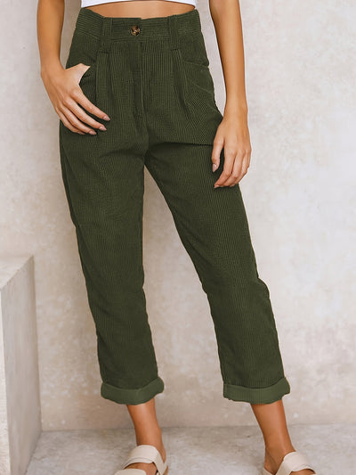 Pantalons en velours côtelé à jambes droites pour femmes