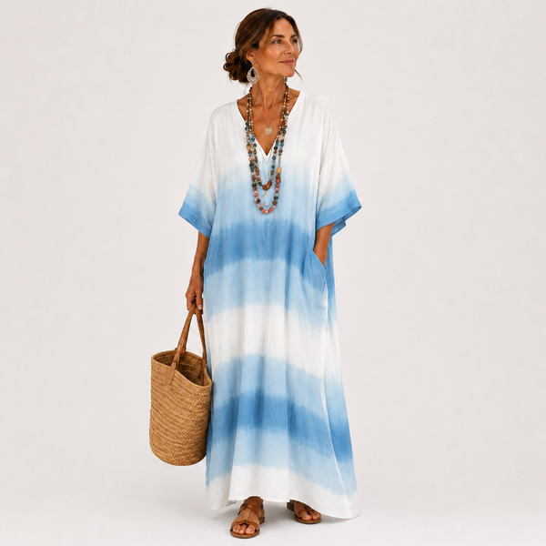 Caftán Jamila Azul Degradado - Vestido Fluido para Mujer