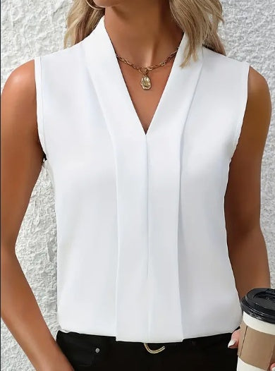Sina - Blouse élégante sans manches avec col en V pour femmes