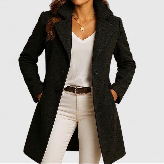 Manteau Long Croisé à Revers Cintré