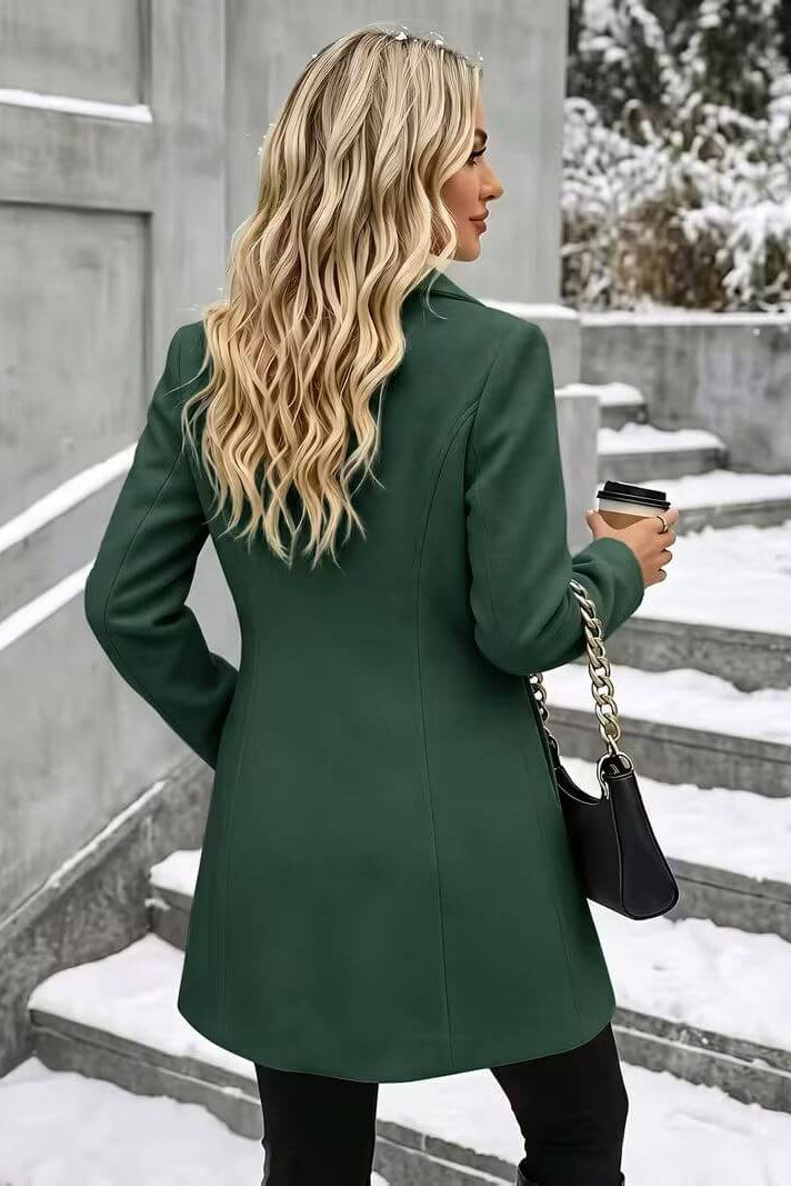 Manteau Long Cintré à Col Revers