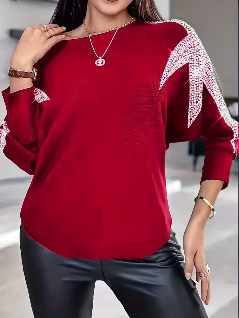 Pull imprimé étoilé — détail de la coupe et du tombé souple