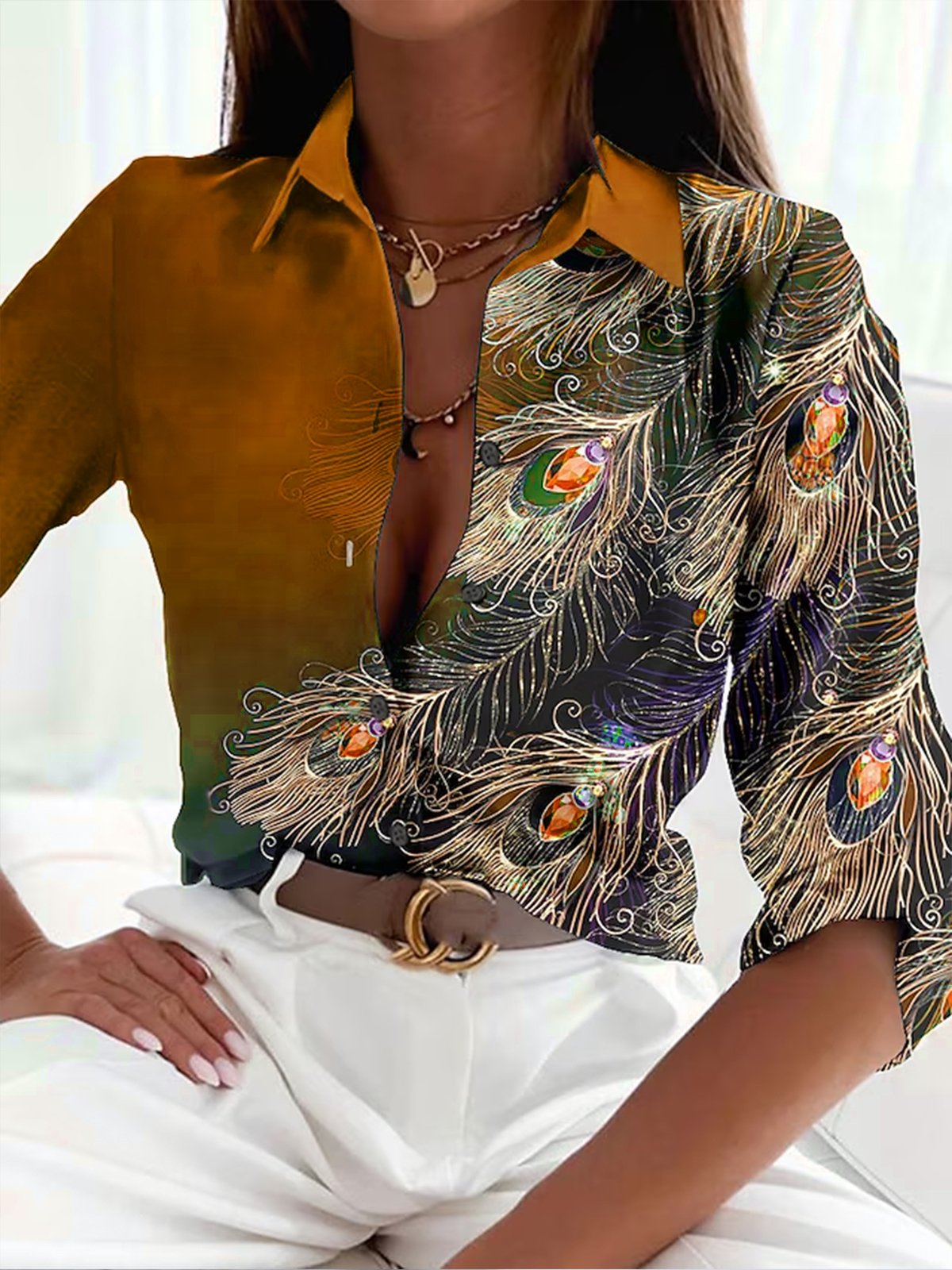 Blouse à plumes pour femmes