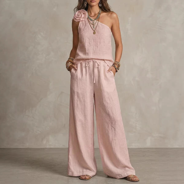 Ensemble Bicolore Épuré - Chemise Sans Manches et Pantalon