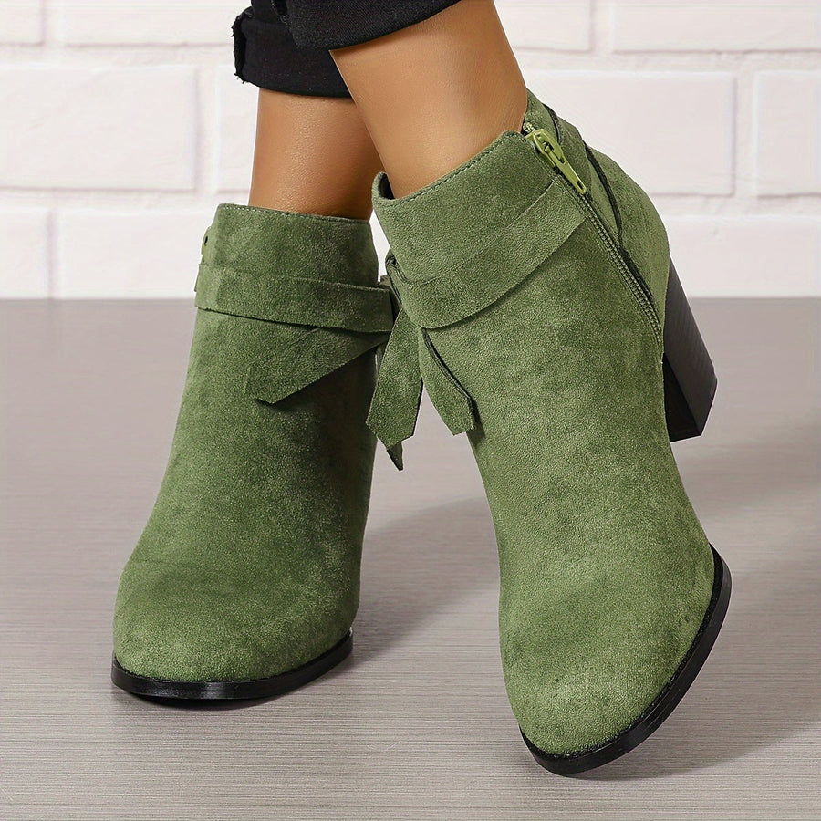 Bottines Cheville à Talon Bloc et Nœud