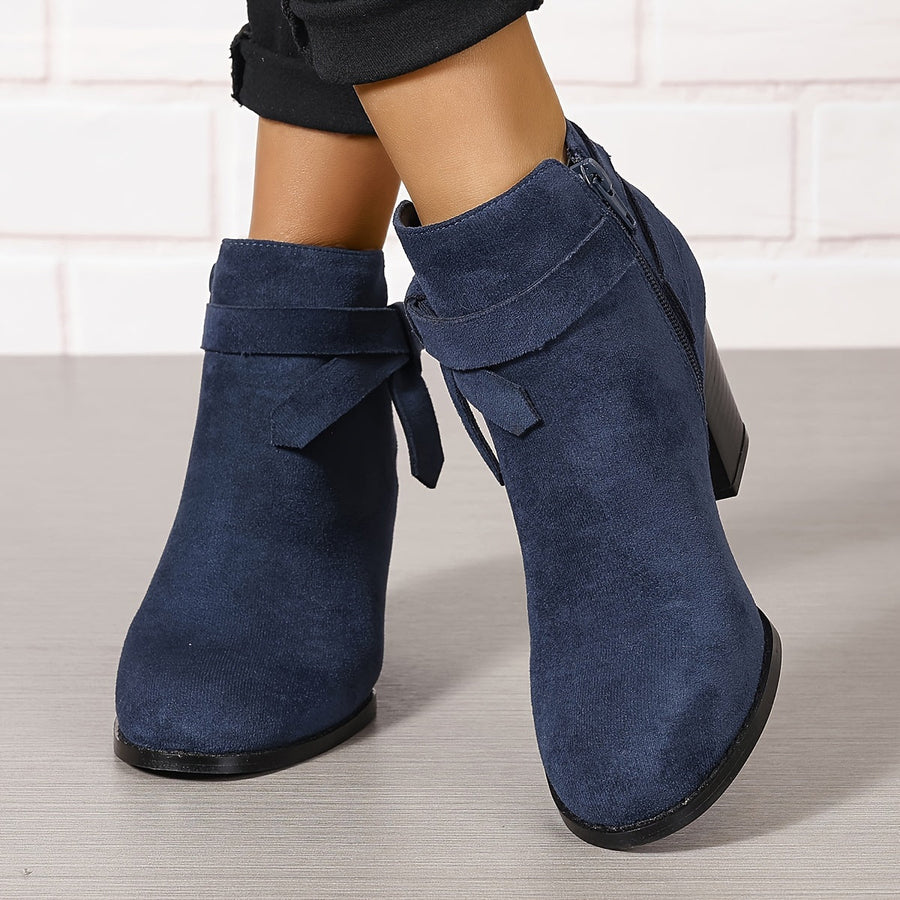 Bottines Cheville à Talon Bloc et Nœud