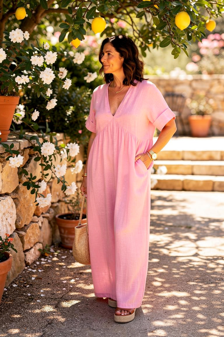 Viviane | Robe Longue Fluide Élégance Intemporelle — Bleu — Estée Paris
