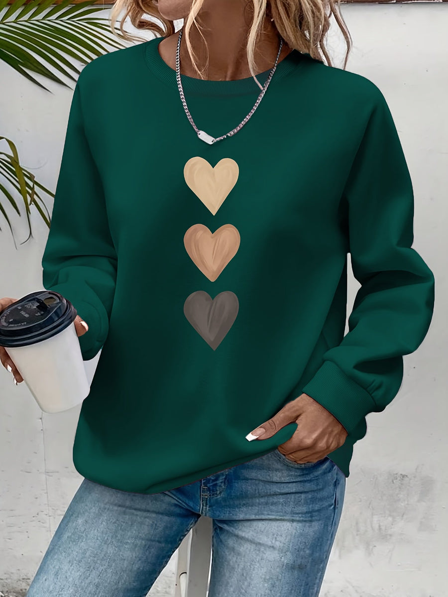 Pull col rond motif cœurs brodés — vue de profil