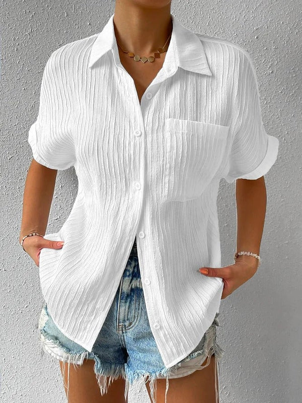 Chemisier Femme Fluide à Boutonnage Avant Col Chemise - Coupe Ample Élégante