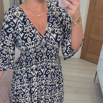 Yiska - Robe Florale à col en V