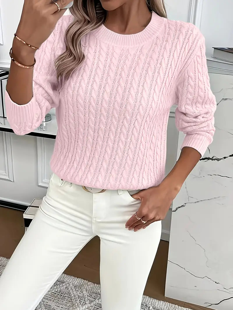 Pull Col Rond Motif Texturé Coupe Épousante