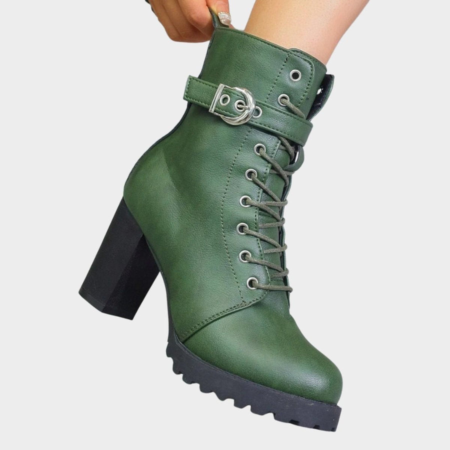 Botas militares com atacadores e fivela lateral