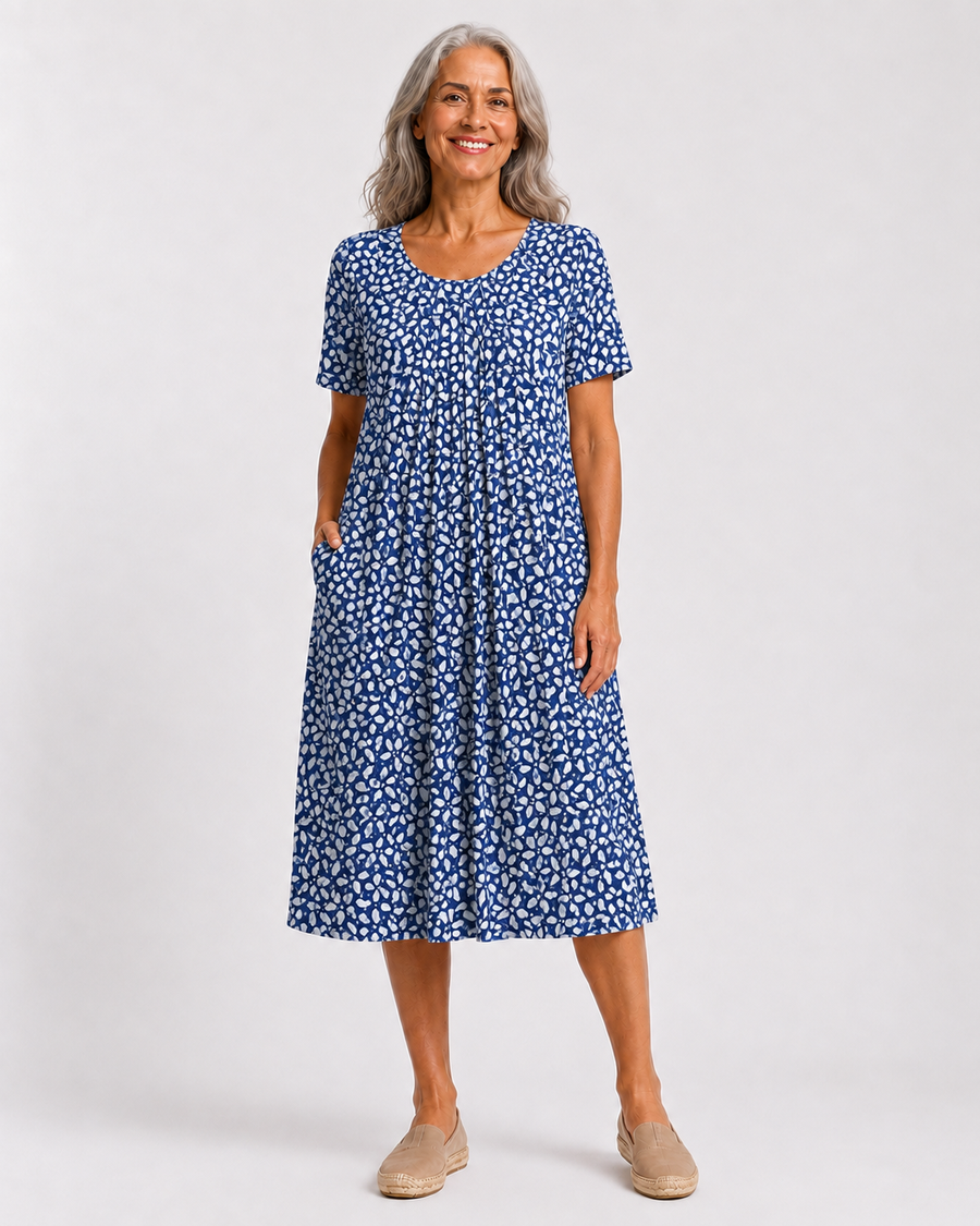 Robe Georgina — coloris bleu foncé, vue studio complète