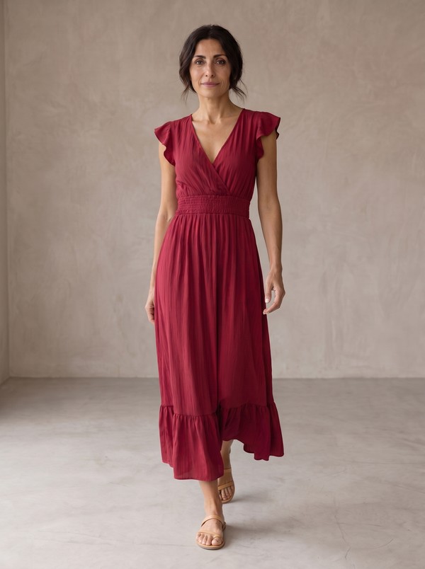 Robe Fluide Élégante à Taille Marquée