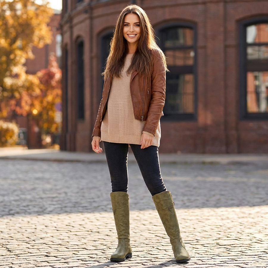 Botas Altas de Cano Flexível com Fecho de Correr