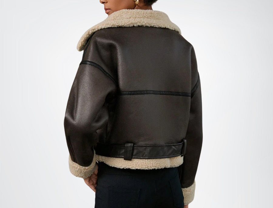 Veste Aviateur Teddy Courte à Ceinture