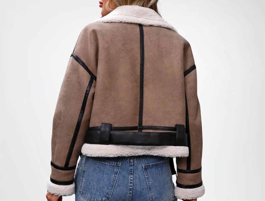 Veste Aviateur Teddy Courte à Ceinture
