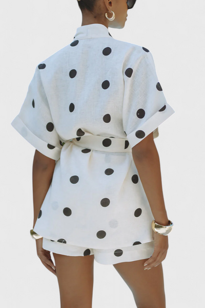 Avila Ensemble kimono avec nœud et short à pois