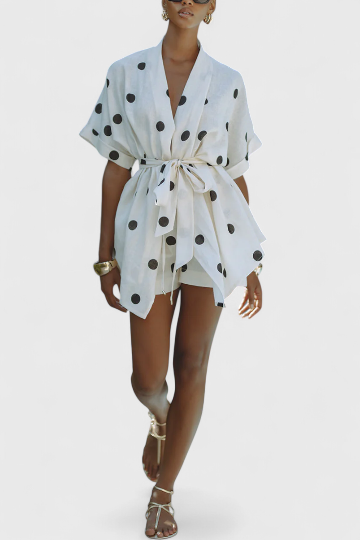 Avila Ensemble kimono avec nœud et short à pois