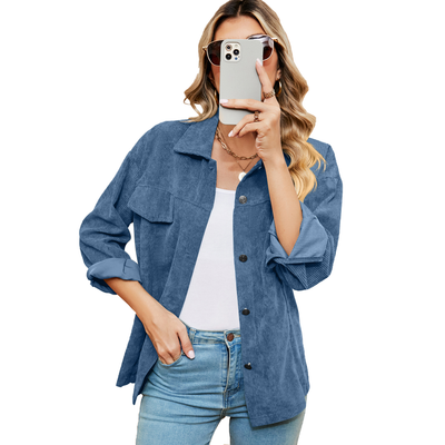 Veste décontractée à manches longues - Poche à rabat et col à revers