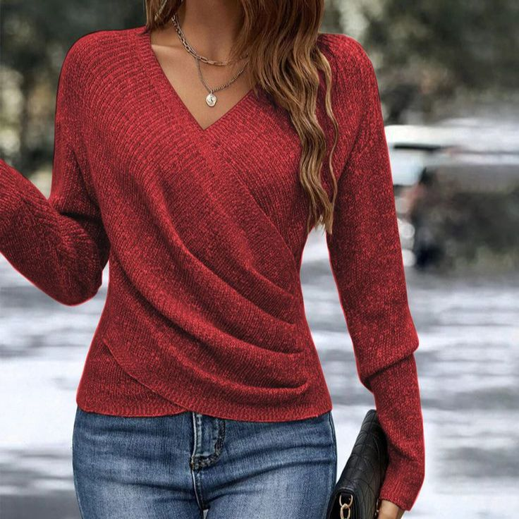 Pull Col V Croisé Coupe Féminine