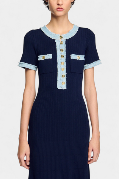 Alexia Robe midi en maille avec bordure
