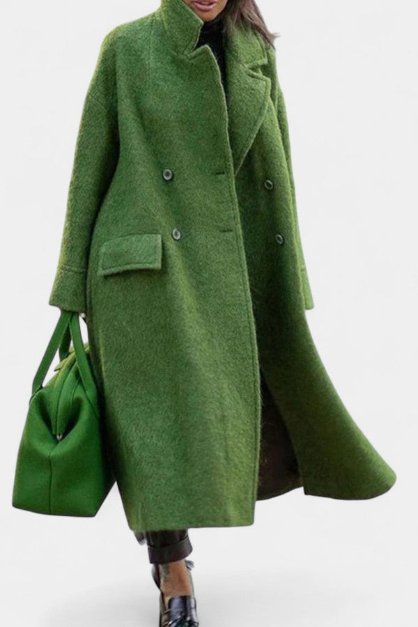 Élise Manteau Long Oversized à Double Boutonnage et Col à Revers