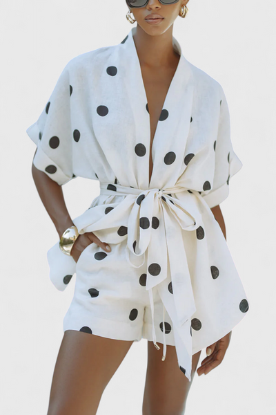 Avila Ensemble kimono avec nœud et short à pois