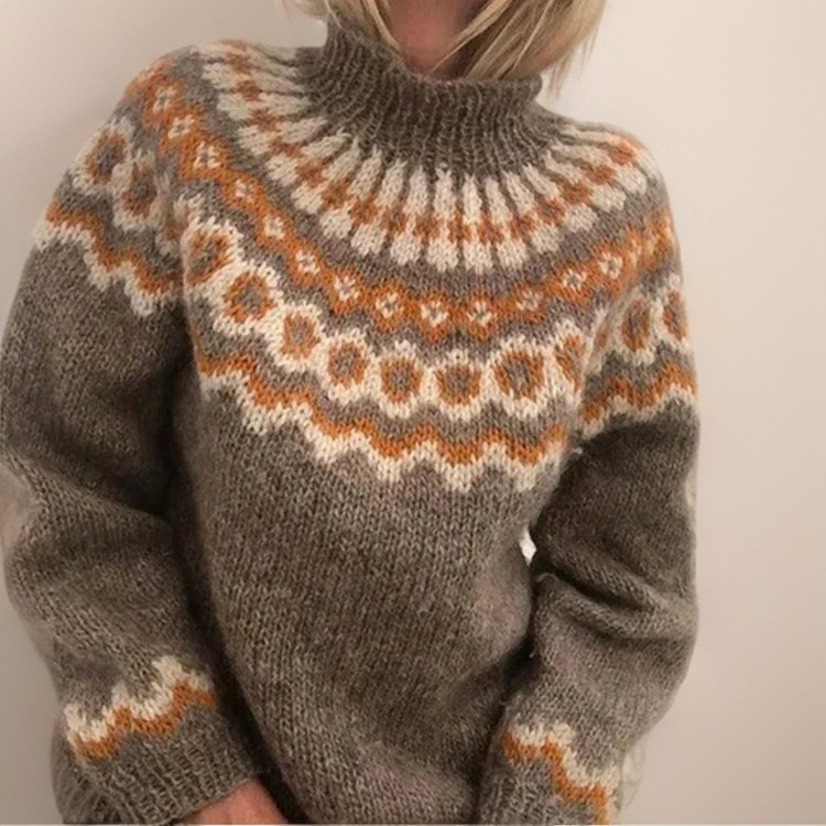 Pull Col Montant Motif Jacquard
