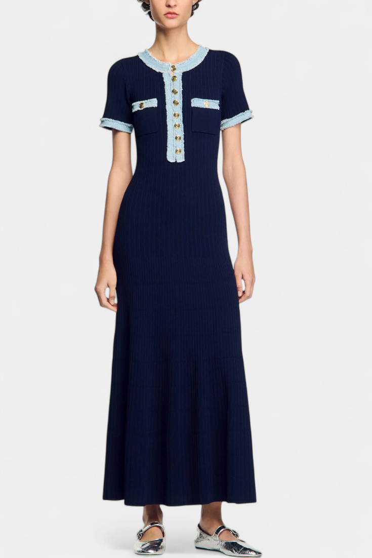 Alexia Robe midi en maille avec bordure