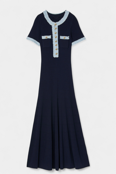 Alexia Robe midi en maille avec bordure