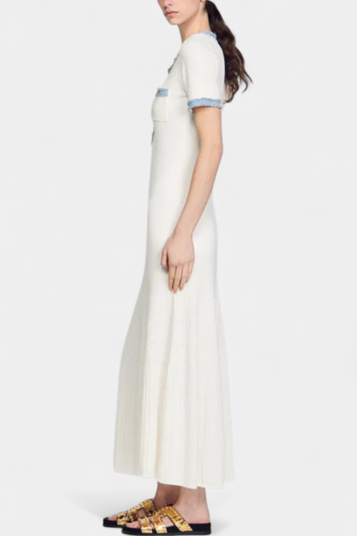 Alexia Robe midi en maille avec bordure