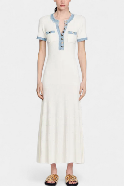 Alexia Robe midi en maille avec bordure