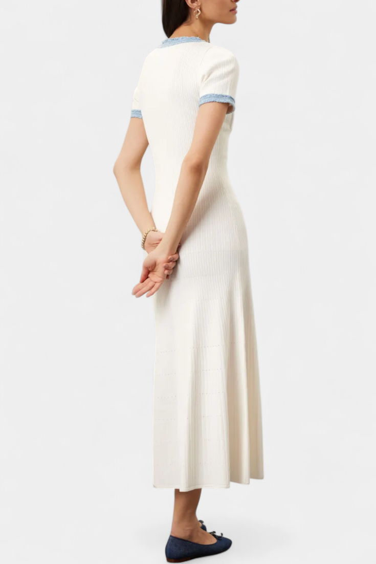 Alexia Robe midi en maille avec bordure