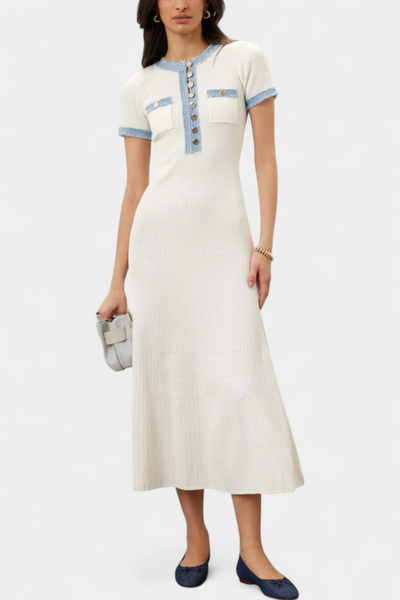 Alexia Robe midi en maille avec bordure