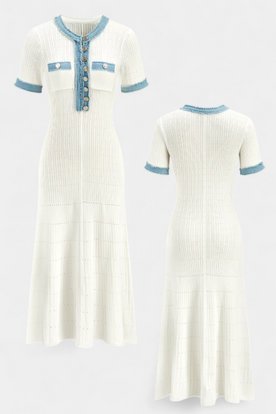 Alexia Robe midi en maille avec bordure