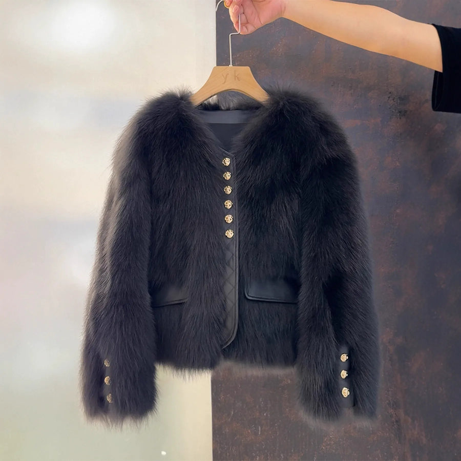 Veste Courte Effet Fourrure