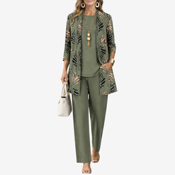 Ensemble Trois Pièces Coordiné - Cardigan, Top et Pantalon Élégant